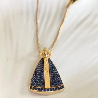 Colar Nossa Senhora Microzircônia Azul