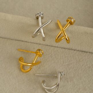 Brinco Ear Hook Prego Micro Zircônia Banho Ouro