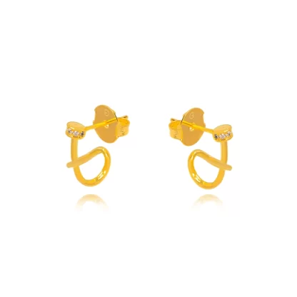 Brinco Ear Hook Prego Micro Zircônia Banho Ouro - Imagem 2