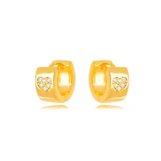 Brinco Argola Larga Coração Micro Zircônia Pequena