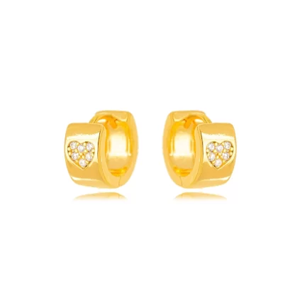 Brinco Argola Larga Coração Micro Zircônia Pequena