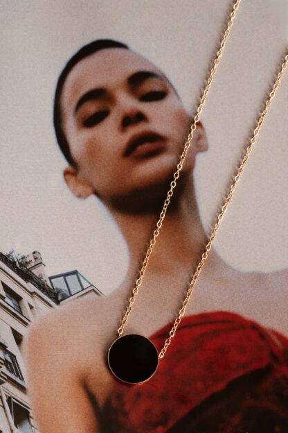 Choker Bola Esmaltada Marrom, Preto e Branco