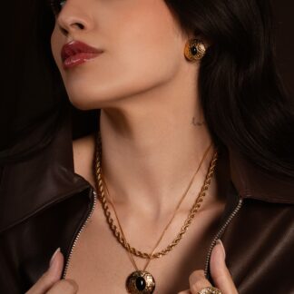 Colar Redondo Esmaltado Preto