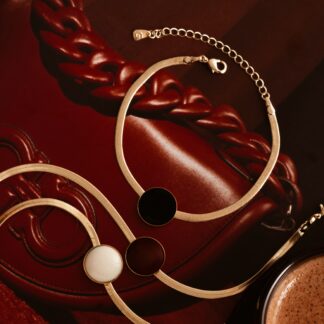 Pulseira Fita Esmaltada, Marrom e Branca