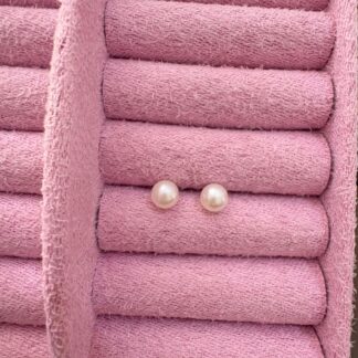 Brinco Bolinha Média Pérola Banho Prata