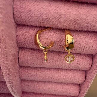 Brinco Argolinha Cruz Cravejada