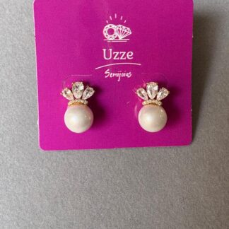 Brinco Coroa Cravejado Pérola