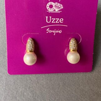 Brinco Gotinha Cravejado Pérola