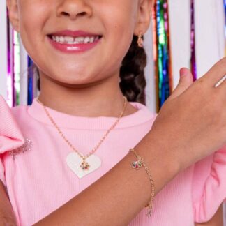 Pulseira Infantil Flor Colorida Cravejada